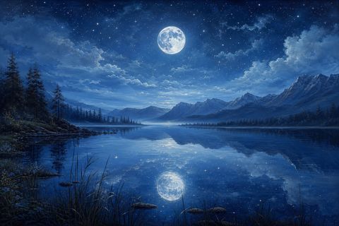 月夜の湖