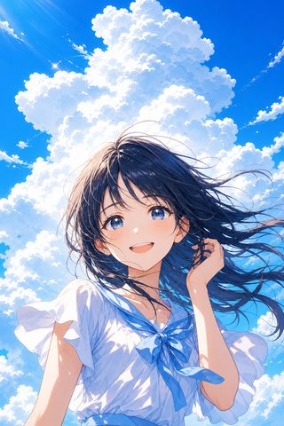 アニメ調の夏空の少女