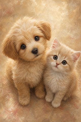 ふわふわの子犬と子猫